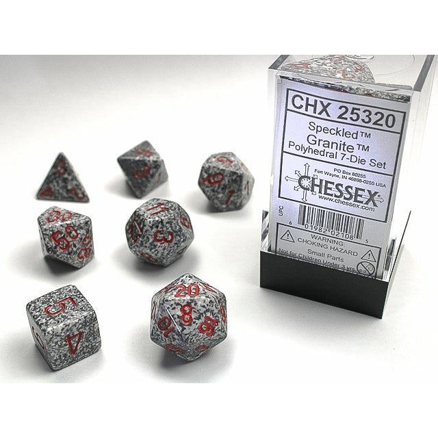 Dice - 7 Piece Speckled Dice Set (Granite)