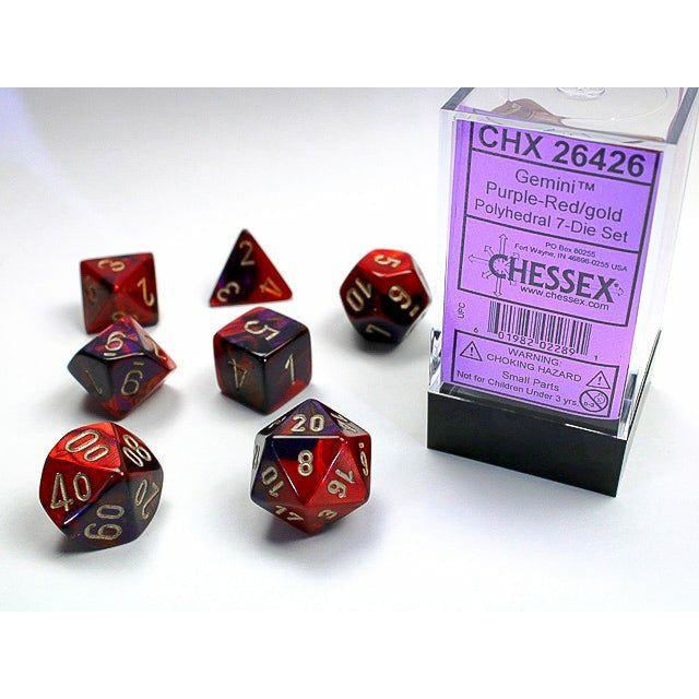 Dice - 7 Piece Gemini Dice Set (Purple/Red&Gold)