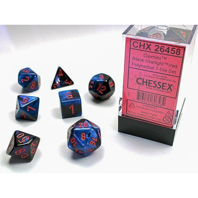 Dice - 7 Piece Gemini Dice Set (Black/Gold&Silver)