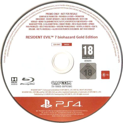 PS4 - Disque promotionnel Resident Evil 7 Biohazard