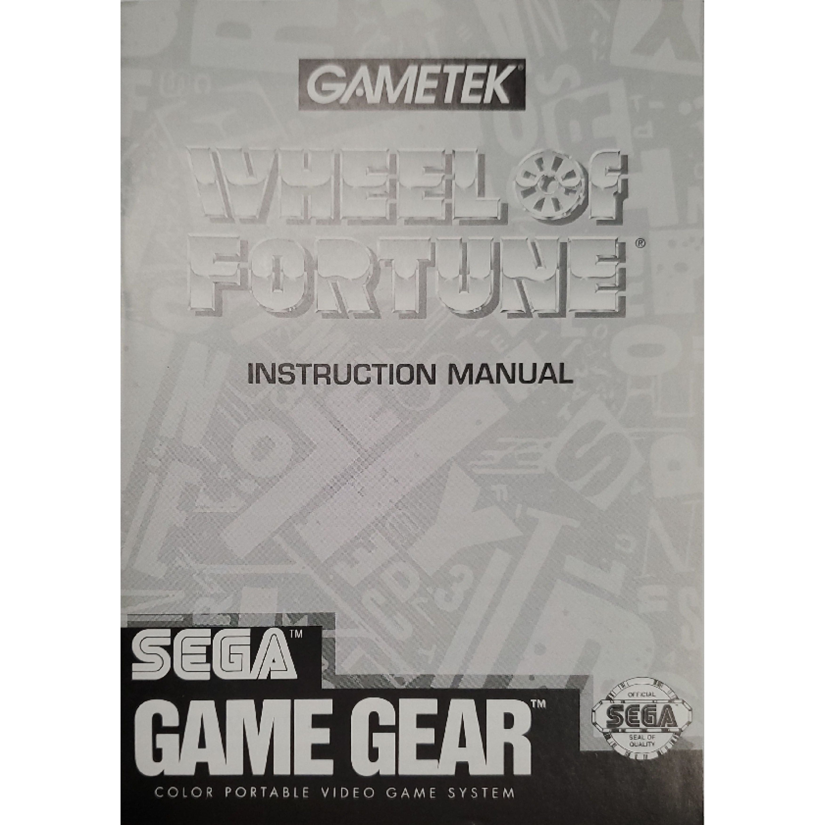 GameGear - Wheel of Fortune (Monochromatic Manual)
